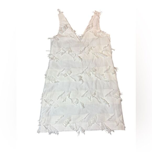 Maeve Anthropologie White fringe dress size 8 EUC - Picture 4 of 11